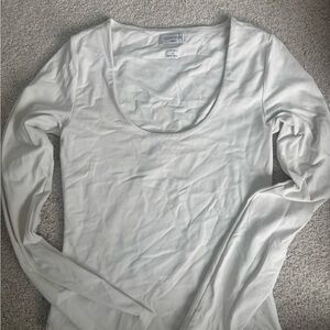 Aritzia Contour White Long-Sleeve Scoop Neck Top